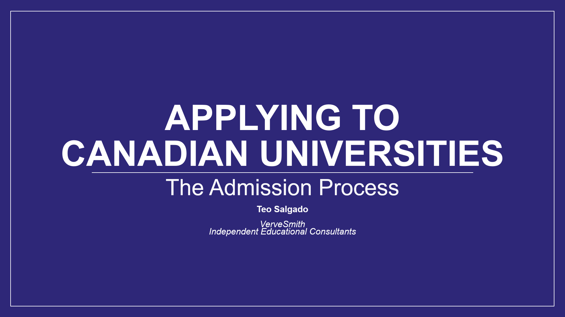 Presentations Educational and Admissions Consulting VerveSmith